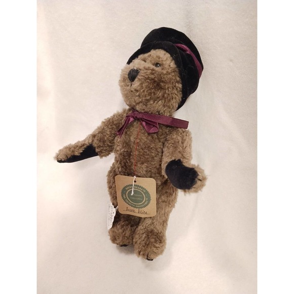 1990 Boyds Bears Auntie Alice PLUSH Teddy CERTIFICATE & Velvet Hat Silk Roses - Picture 10 of 14